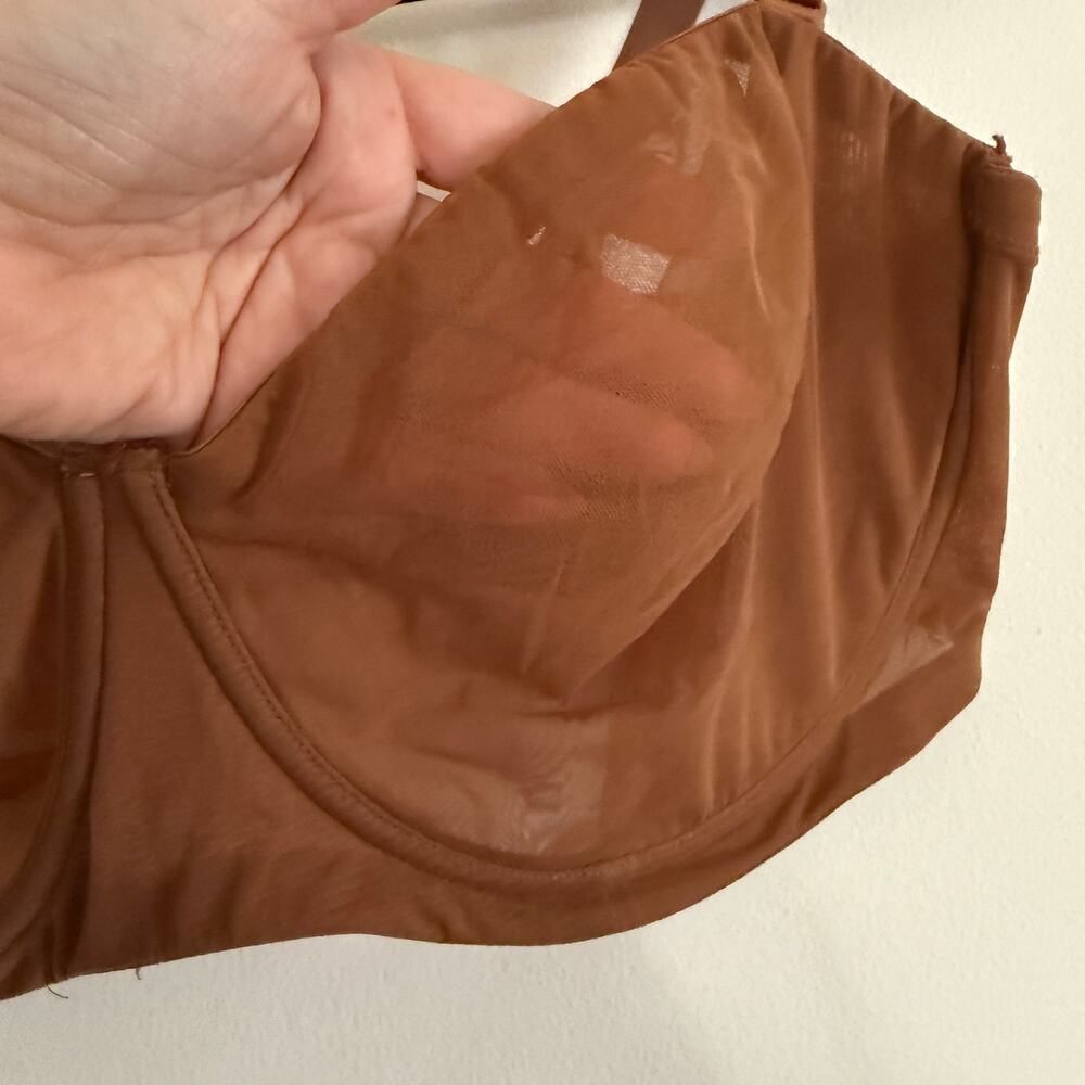 SKIMS | Brown Mesh Unlined Balconette Underwire Bra |  40DDDD - Picture 2 of 4